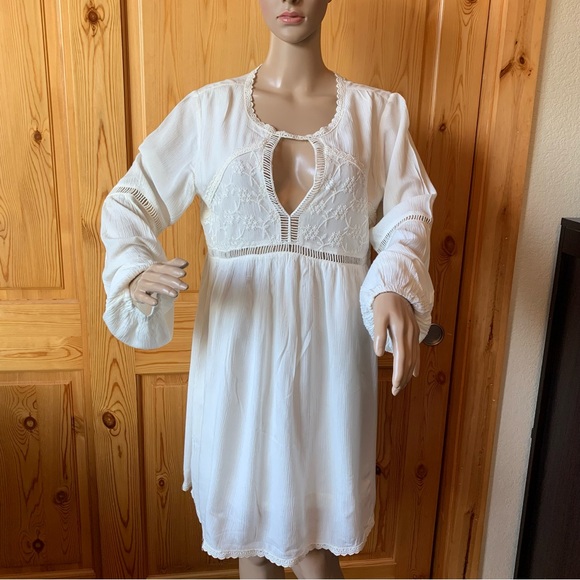 Patrons of Peace Dresses & Skirts - Patrons of Peace White Dress M Lace Crochet Boho Festival Cutouts